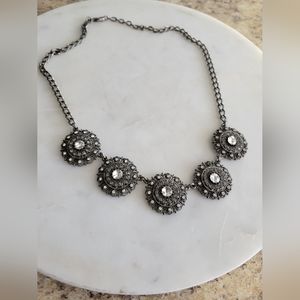 Dark Metal statement necklace Rhinestones